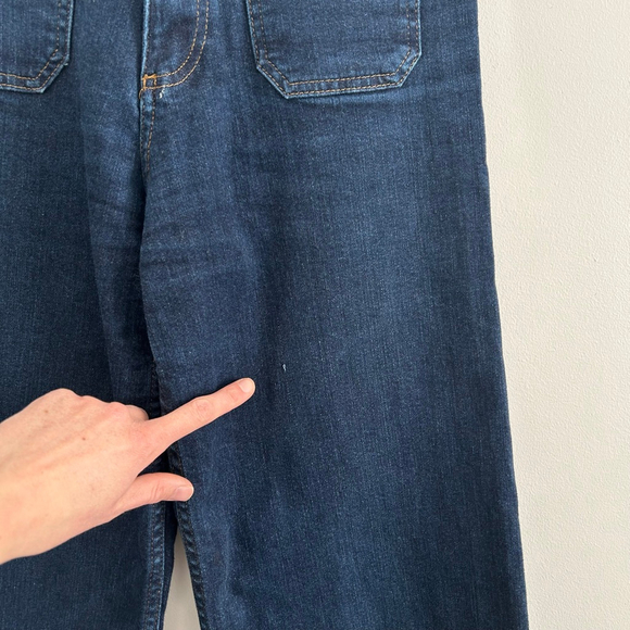 ZARA High Rise Wide Leg Marine Patch Pocket Jeans Cropped Size 6 - Picture 7 of 12